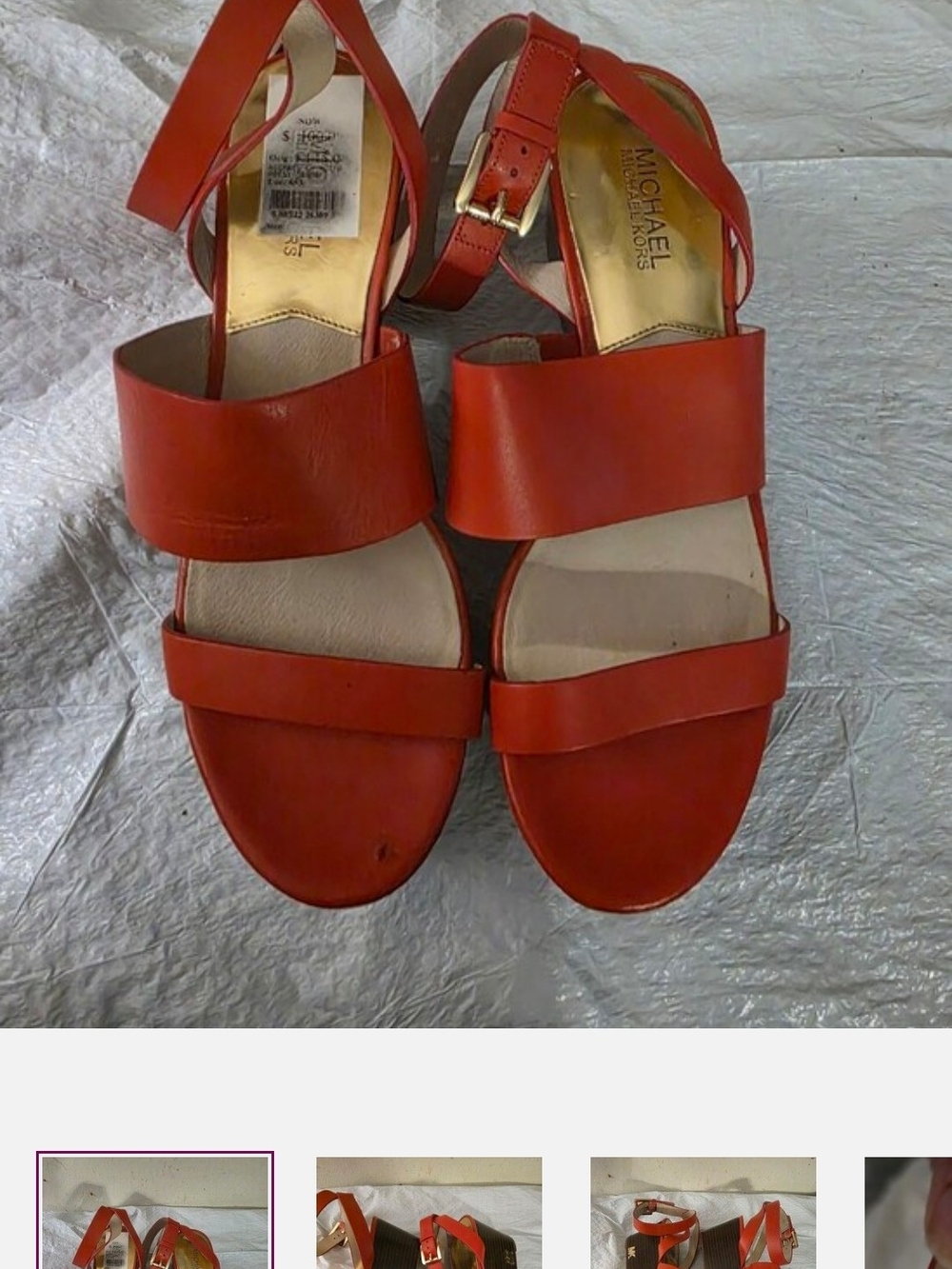 Michael Kors Women’s Red Leather Ankle-Strap Sandals
